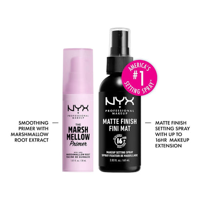 Marshmellow Smoothing Primer + Makeup Setting Spray, Matte Finish (2-Pack Bundle)