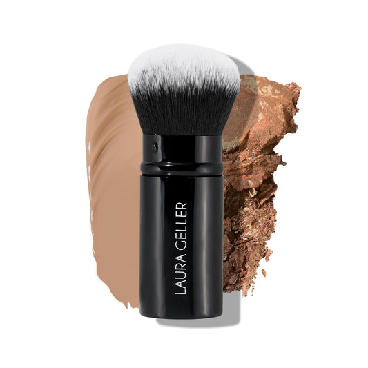 Retractable Airbrush Kabuki Brush for All Face Makeup & Foundation for Liquid, Cream and Powder Face Makeup with Aluminum Handle