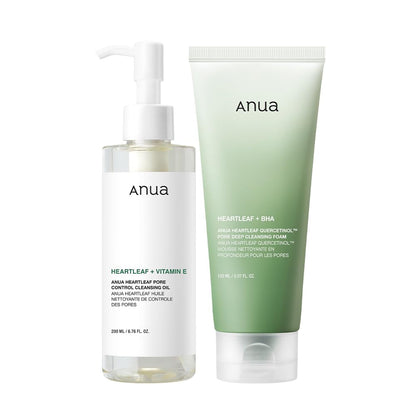 Double Cleanser Duo for Facial Cleansing : Heartleaf Pore Control Cleansing Oil & Heartleaf Quercetinol Pore Deep Cleansing Foam for Double Cleansing, Blackhead Remover, Korean Skincare