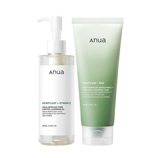 Double Cleanser Duo for Facial Cleansing : Heartleaf Pore Control Cleansing Oil & Heartleaf Quercetinol Pore Deep Cleansing Foam for Double Cleansing, Blackhead Remover, Korean Skincare