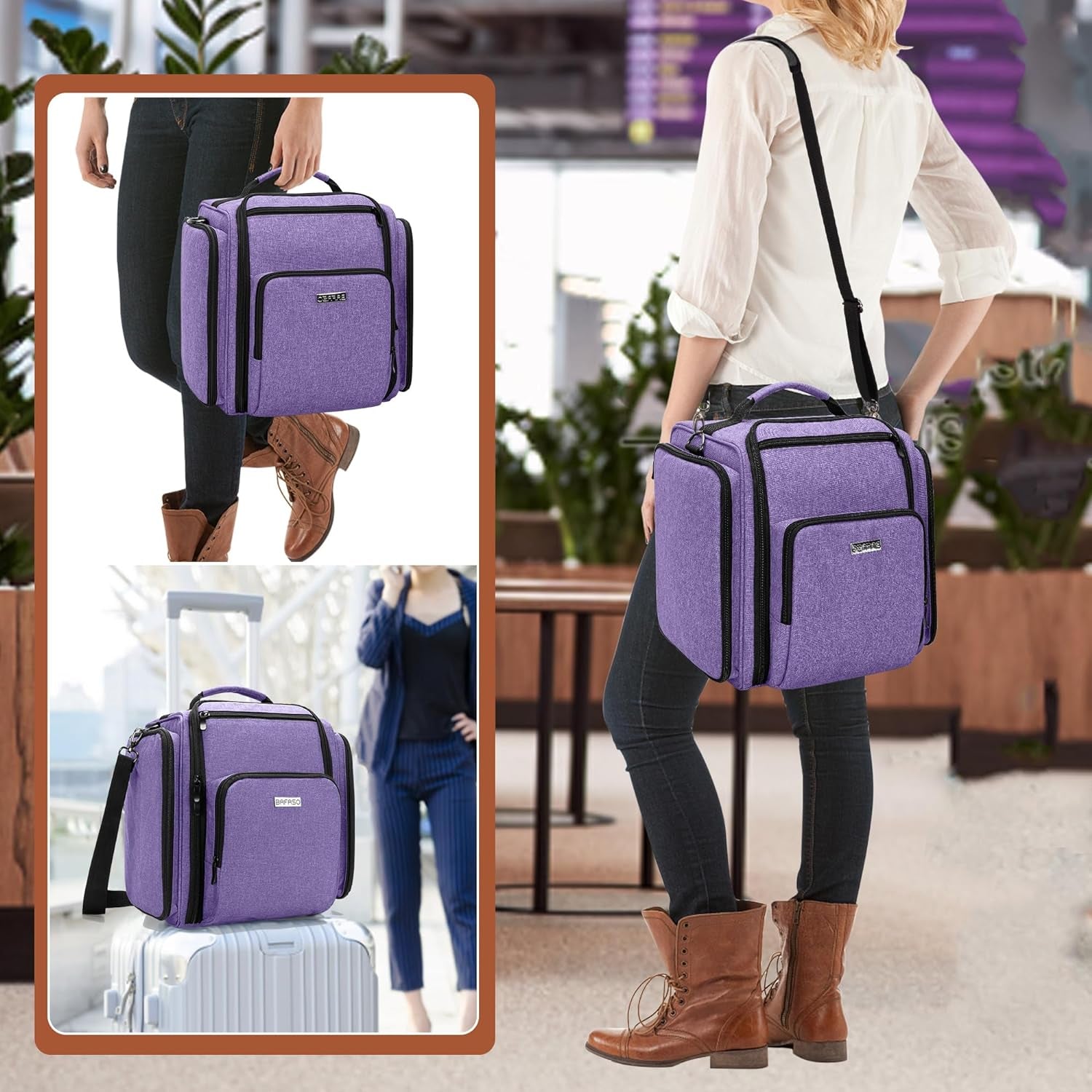 Makeup Bag Cosmetic Bag with 4 Inner Removable Pouches, Multifunctional Travel Makeup Case (Patent Pending), Purple