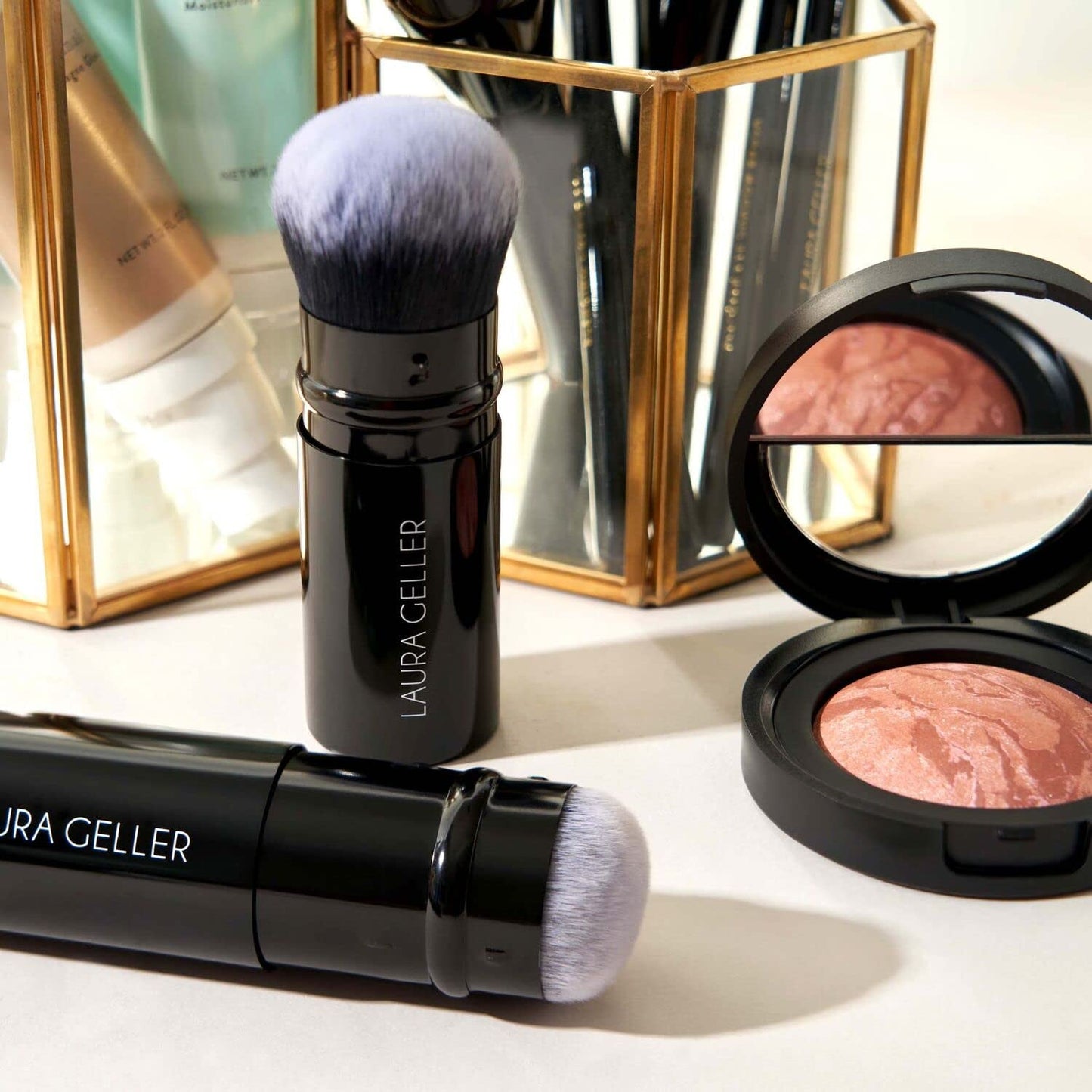 Retractable Airbrush Kabuki Brush for All Face Makeup & Foundation for Liquid, Cream and Powder Face Makeup with Aluminum Handle