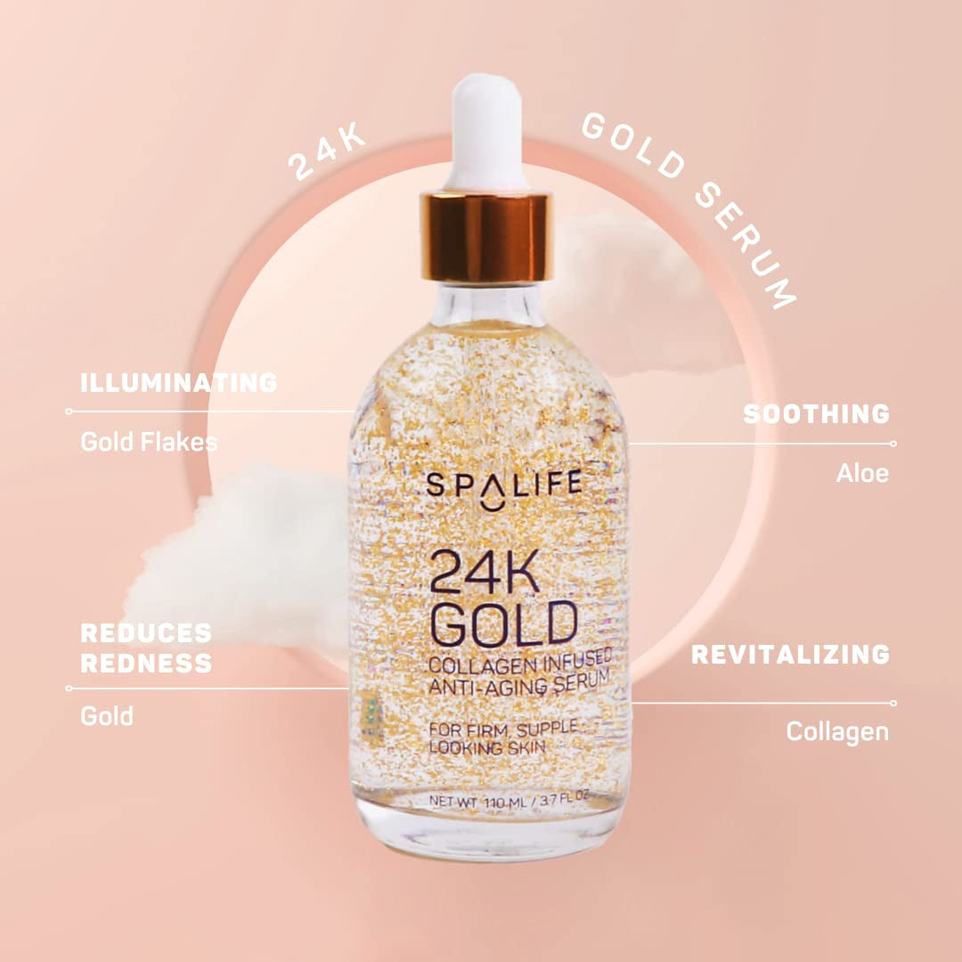 Nourishing Anti-Aging Gold & Silver Serums (Anti-Aging 24K Gold & Collagen) 110 Ml (3.7 Fl. Oz.) - Boosts Firmness, Hydration, and Radiance