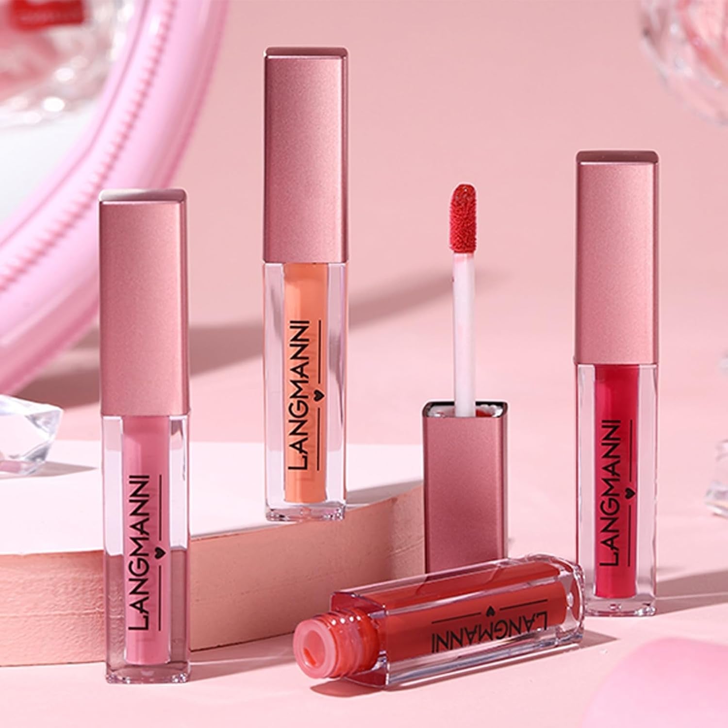 12Pcs Lip Gloss Collection Makeup Set, Shiny Smooth Soft Liquid Lip Glosses Lip Stain with Rich Varied Colors for Girls and Women Makeup (Glossy-A)
