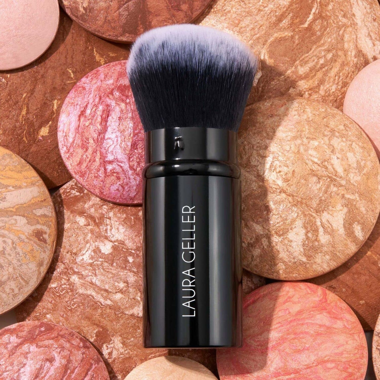 Retractable Airbrush Kabuki Brush for All Face Makeup & Foundation for Liquid, Cream and Powder Face Makeup with Aluminum Handle