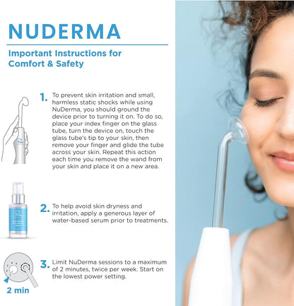 Nuderma Clinical Skin Therapy Wand - Portable Device with 6 Fusion Neon and Argon Wands for Anti-Aging, Skin Tightening, Clarifying, and Radiance Enhancement