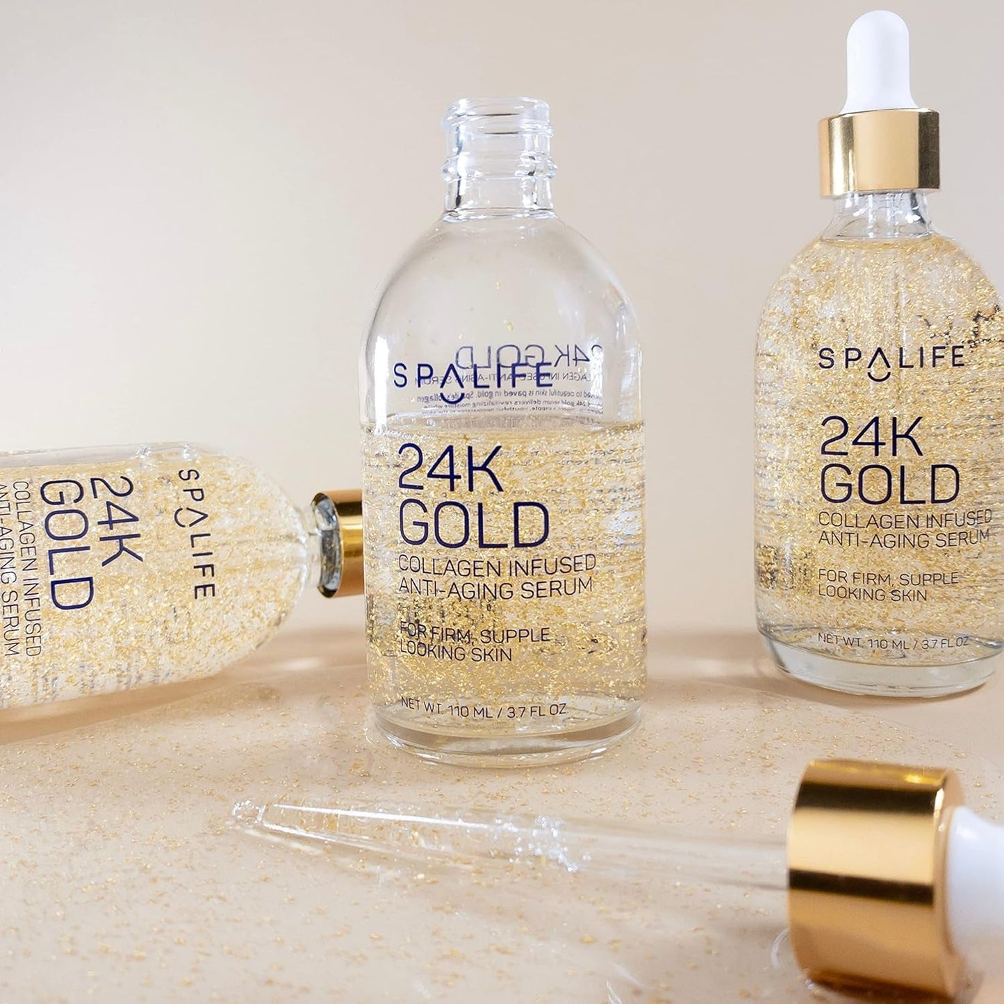 Nourishing Anti-Aging Gold & Silver Serums (Anti-Aging 24K Gold & Collagen) 110 Ml (3.7 Fl. Oz.) - Boosts Firmness, Hydration, and Radiance