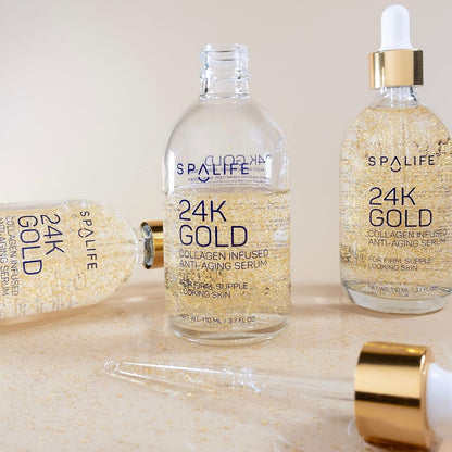Nourishing Anti-Aging Gold & Silver Serums (Anti-Aging 24K Gold & Collagen) 110 Ml (3.7 Fl. Oz.) - Boosts Firmness, Hydration, and Radiance