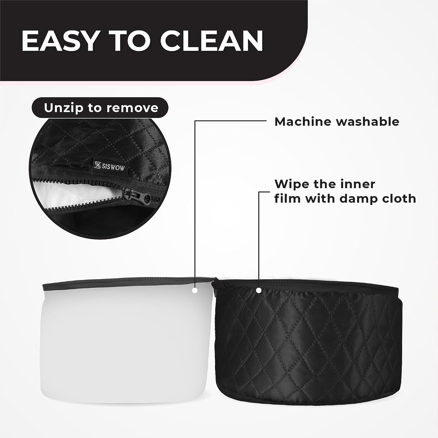 Professional Hair Steamer for Natural Hair with 10 Heat Settings - Quick Heating Thermal Cap for Deep Conditioning, Ideal for Black Hair (Black)