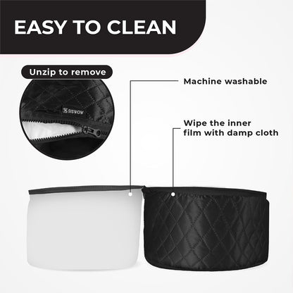 Professional Hair Steamer for Natural Hair with 10 Heat Settings - Quick Heating Thermal Cap for Deep Conditioning, Ideal for Black Hair (Black)